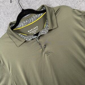 Maelreg Performance Golf Polo Shirt Mens XL Olive Green Stretch Moisture Wick